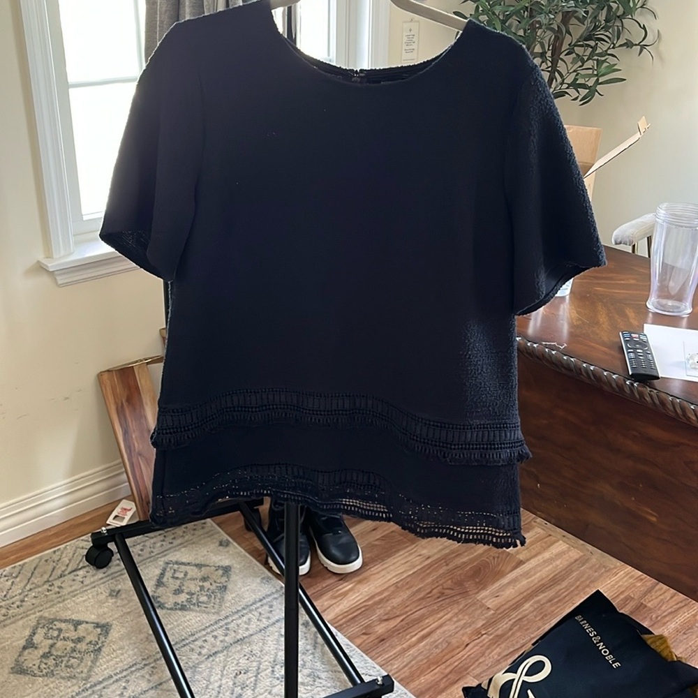 Banana Republic Black Boxy Short Sleeve Blouse